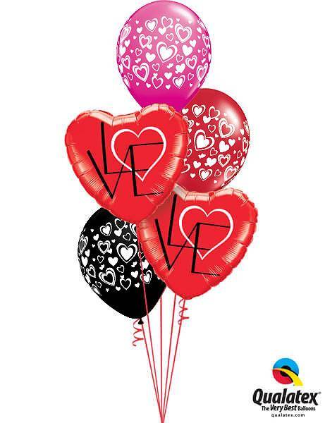 Bouquet 495 L(Heart)VE Red Qualatex #46079-2 40863-3