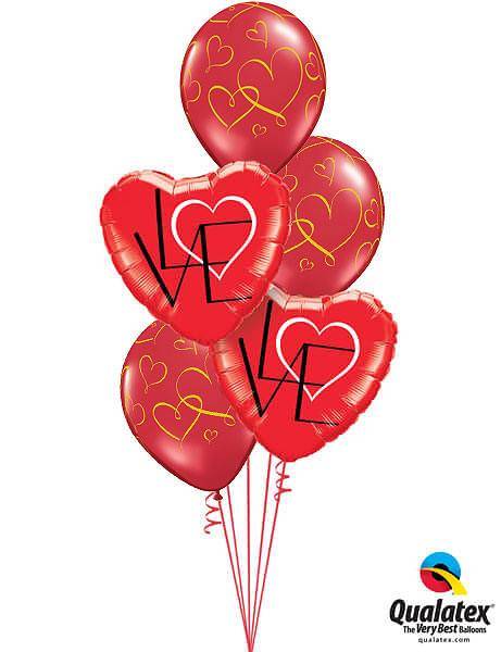 Bouquet 504 L(Heart)VE Red Qualatex #46079-2 40862-3