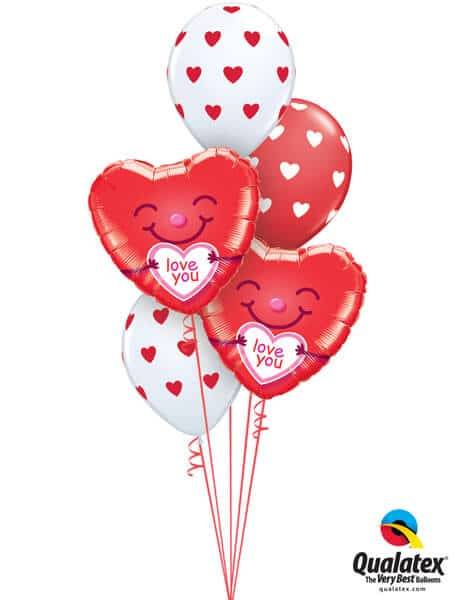 Bouquet 509 Love You Smiley Heart Qualatex #21823-2 76928-3