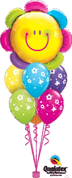 Bukiet 557 Smiley Flower & Butterflies Qualatex #15384 85065-6
