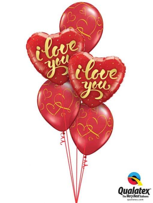 Bouquet 790 Gold Script "I Love You" Qualatex # 78541-2 40862-3 43790-3
