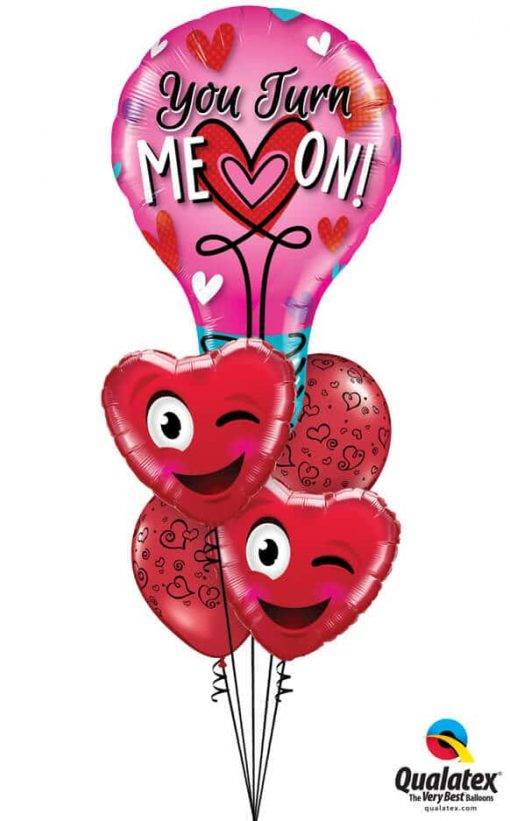 Bouquet 817 "You Turn Me On!" Winking Hearts Qualatex #46052 78549-2 11510-2