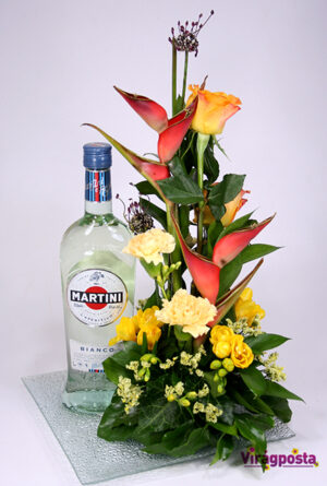 Gift of flowers with Martini