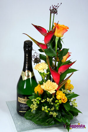 Gift of flowers with Törley champagne