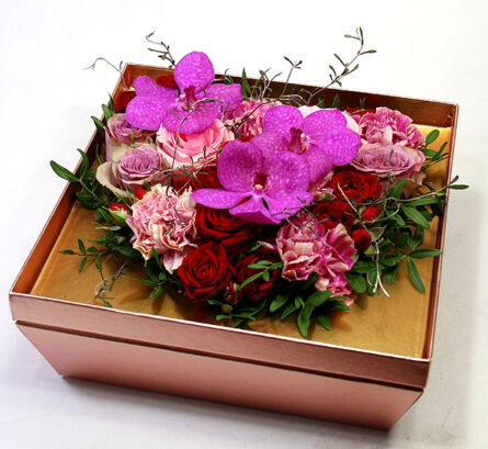 Hello Vanda - Flower box with flower heart orchids M