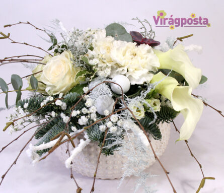 Snow White! - winter flower with roses and grasses