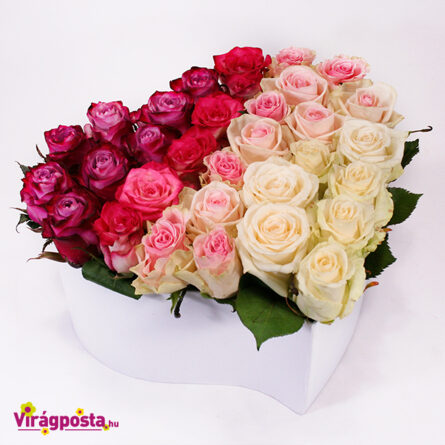 Pink cigar color - heart-shaped rose box (Medium)