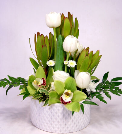 Flowers with tulips and orchids