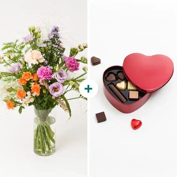 Mother's Day bouquet with chocolate heart