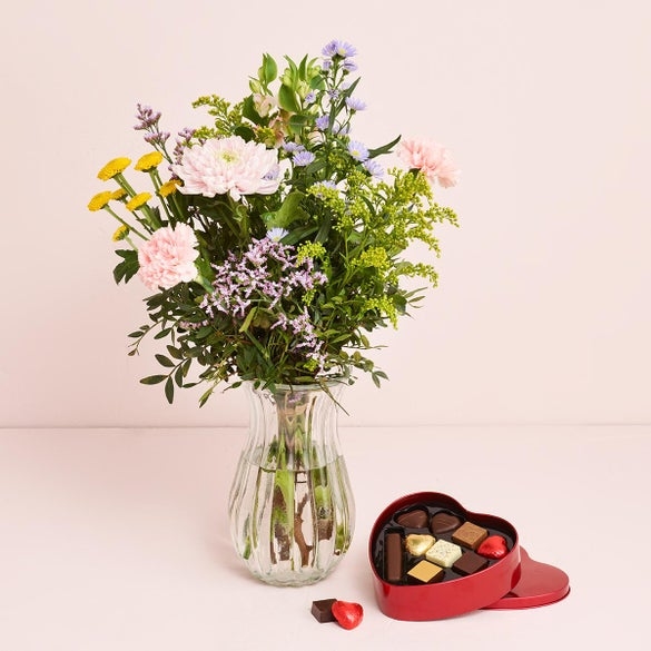 Mother's Day bouquet with chocolate heart