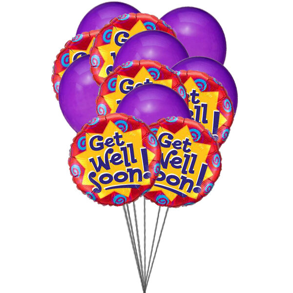 Purply getwell balloons (6 Latex Balloons and 6 Mylar Balloons)