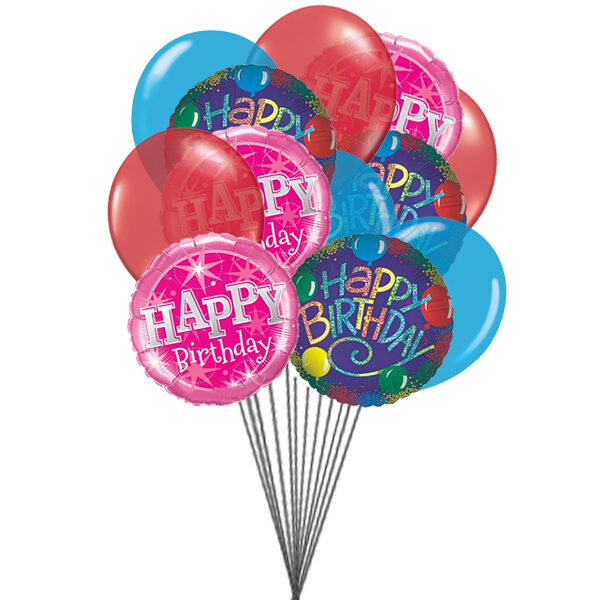 Birthday Greeting balloons (6 Mylar Balloons and 6 Latex Balloons)