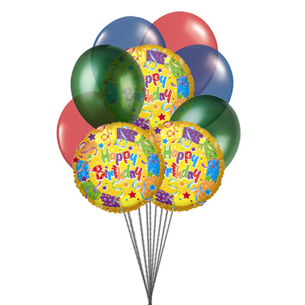 Bouquet of best birthday balloons (6 Latex Balloons and 3 Mylar Balloons)