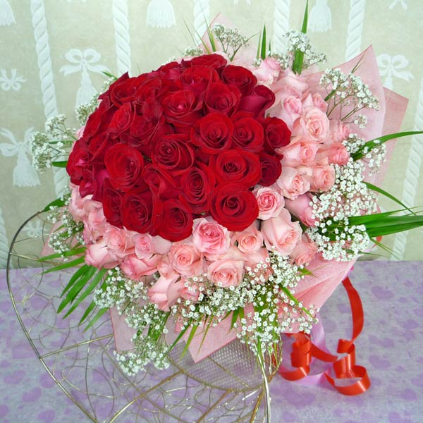 99 Roses  50 Red 49 Peach Handbouquet
