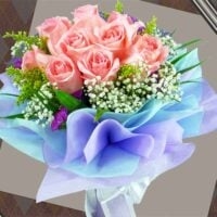10 Peach Roses Handbouquet
