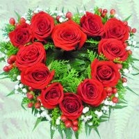 Red Roses arranged in heart shape