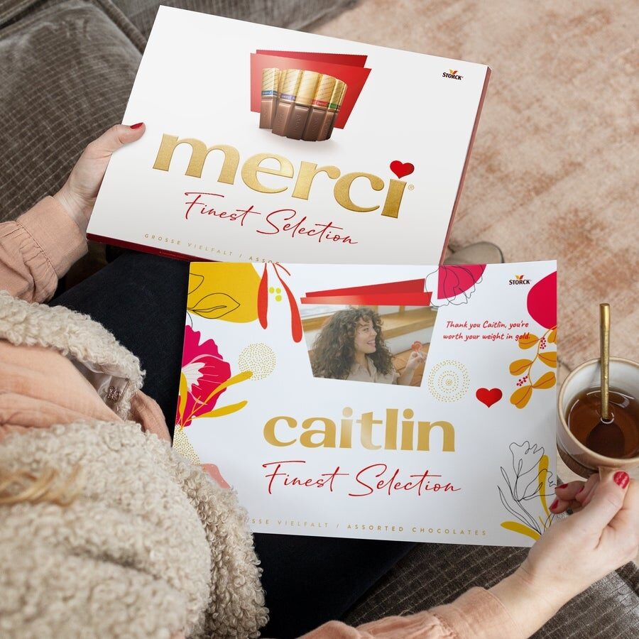 Personalised Merci Chocolate Gift Box & Greeting Card (250 grams)