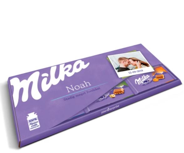 Giant, personalized chocolate bar from Milka