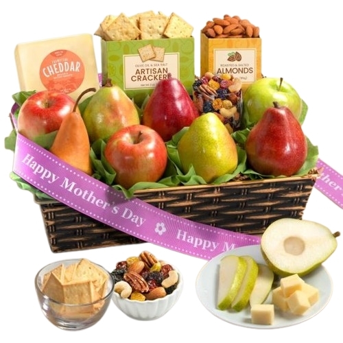 Happy Mothers Day Classic Fruit and Gourmet Gift Basket