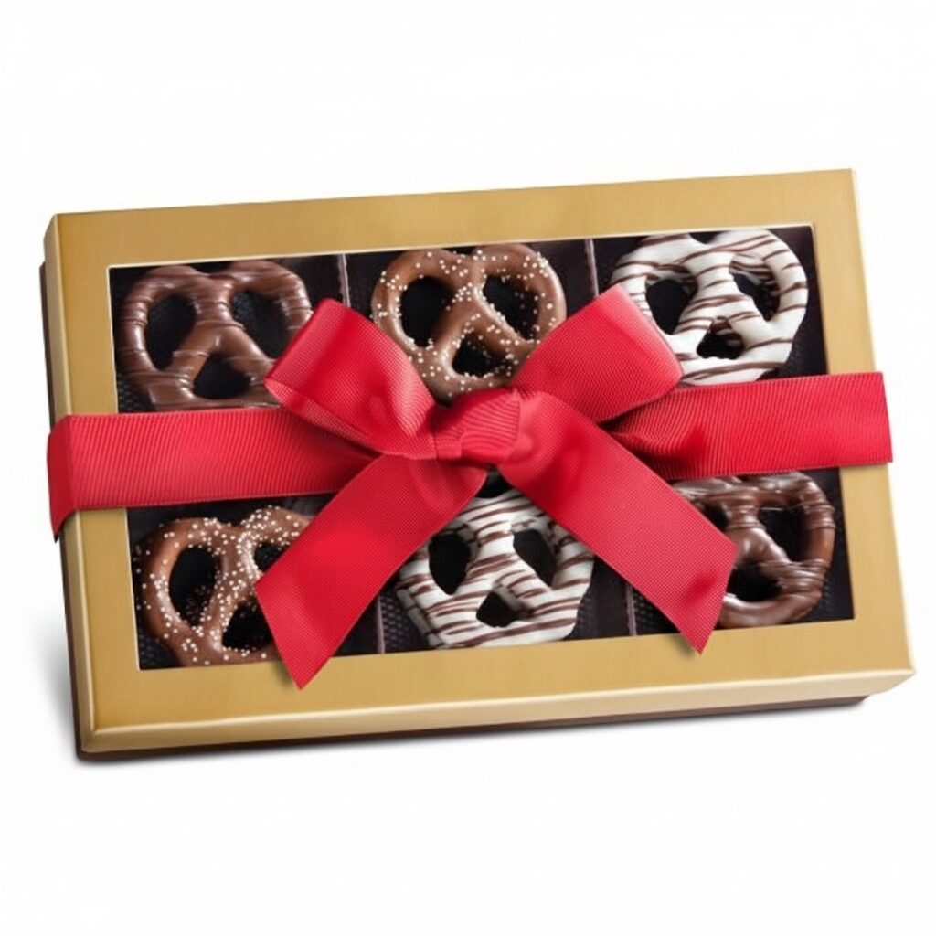 Chocolate-dipped Giant Pretzel Gift Box