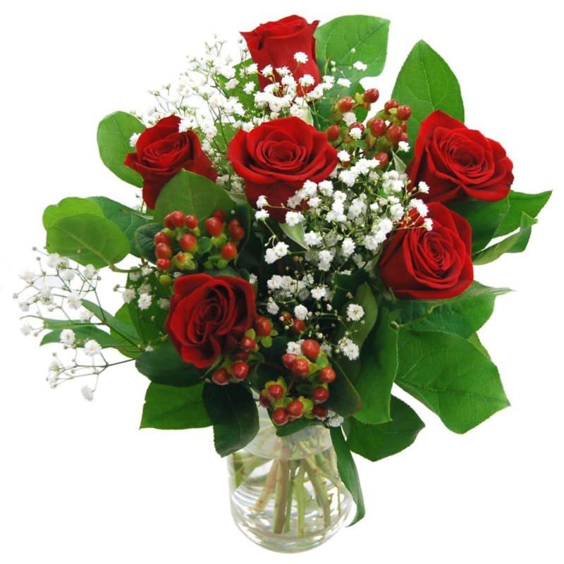 6 Red Roses Vase1