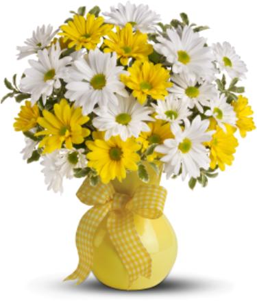 White and yellow daisies vase (Small)