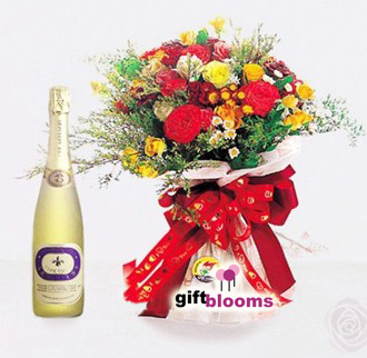 Sparkling Wine and Flower to Japan