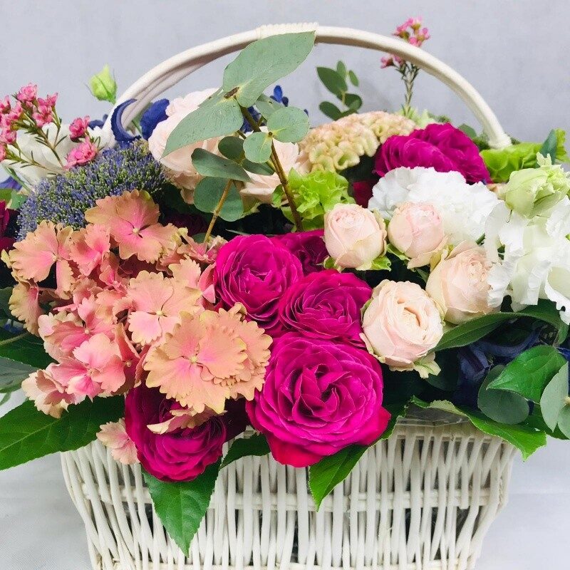 Flower basket with different flowers