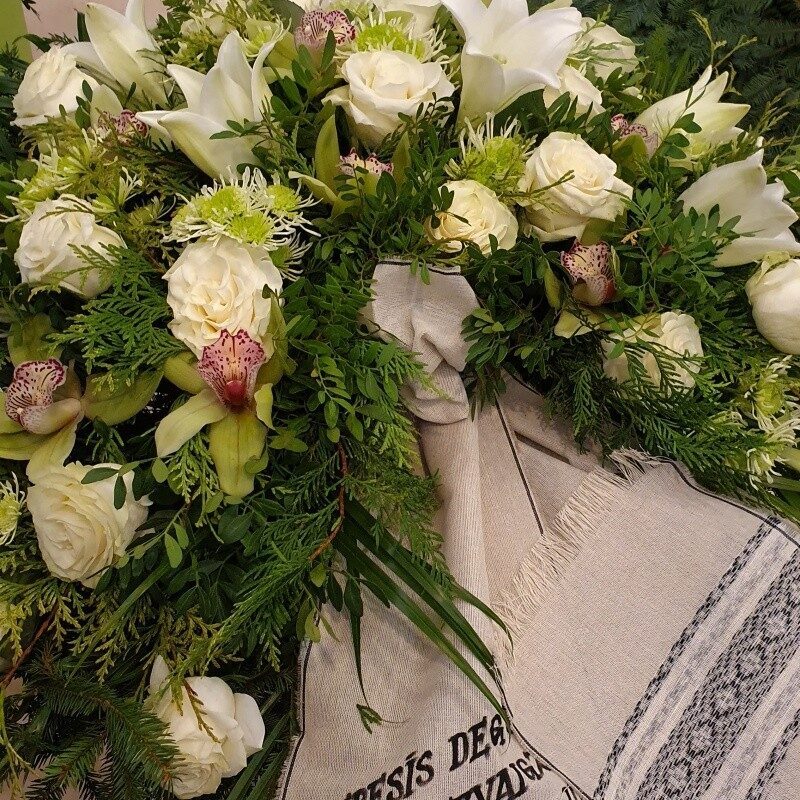 Funeral Wreath with White Roses
