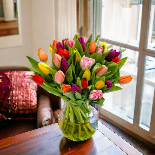 Multi-Color Tulip Bouquet "Amsterdam" (15 tulips)