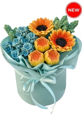 Chocolate Sunflowers & Hydrangea, 3 sizes (Small)