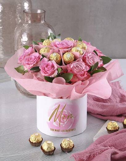 Ferrero Rochers And Roses Arrangement