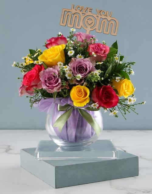 Delicate Love You Mom Rose Arrangement