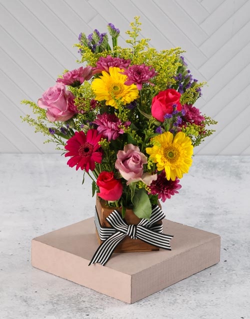 Shades Of Dusk Mixed Floral Wooden Box