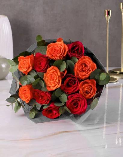 Bright Fiery And Bold Rose Bouquet