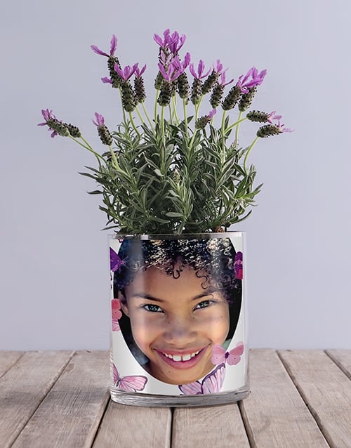 Lavender Butterfly Photo Vase