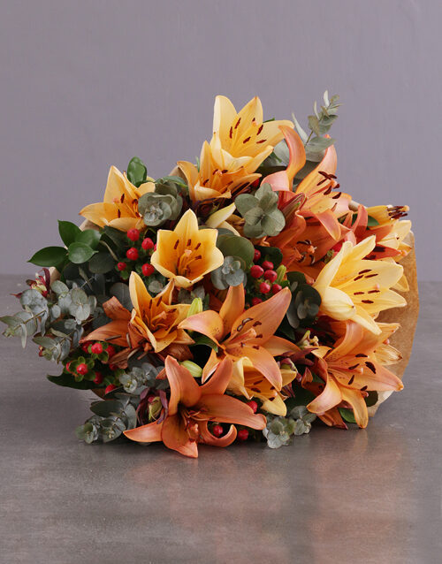 Sunset Orange Lily Bouquet