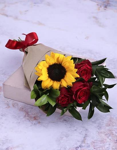 Red Rose and Sunshine Bouquet (Standard)
