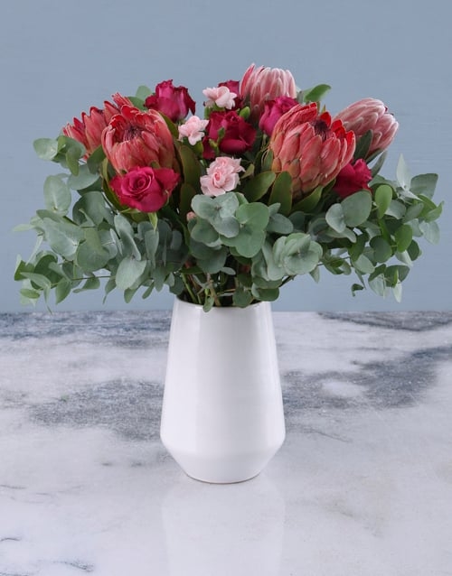 Whimsical Vase Of Proteas (Standard)