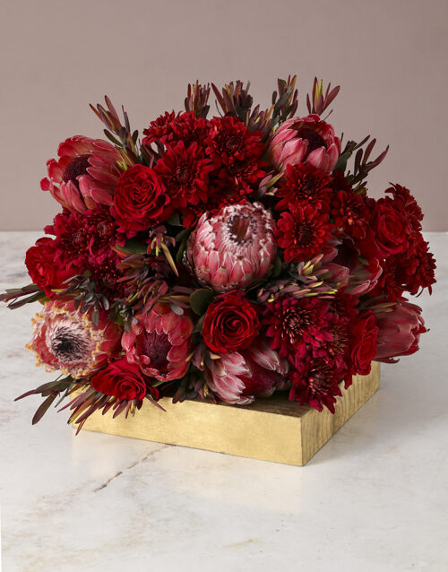Ravishing Red Roses and Proteas