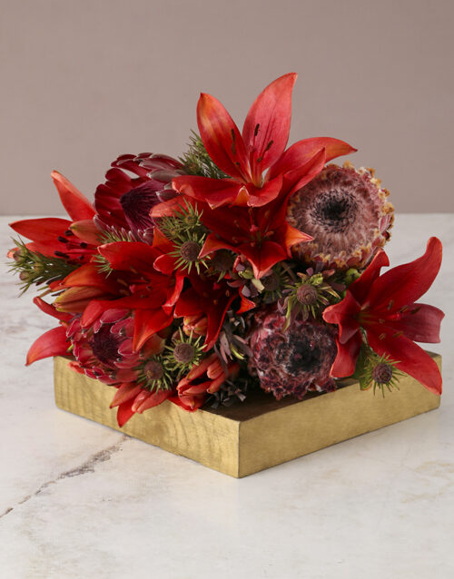 Passionate Proteas With Lilies