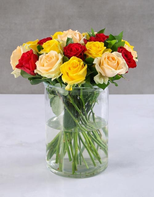 Shades Of Sunlight Mixed Rose Arrangement