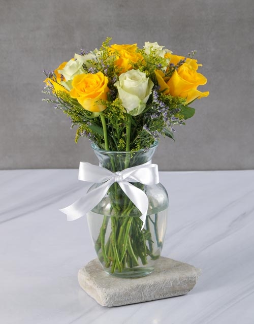 Radiant Rainbow Rose Arrangement