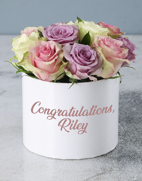 Charming Congratulations Rose Hat Box