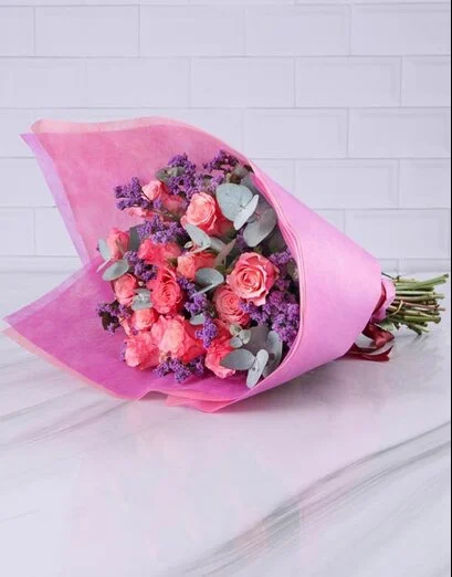 Delicate Shades Of Pink Rose Bouquet
