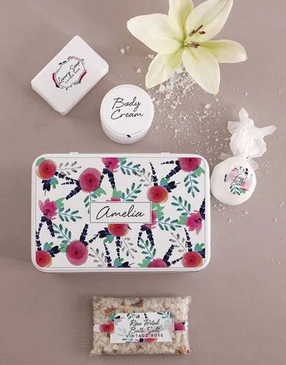 Personalised Floral Bath and Body Tin