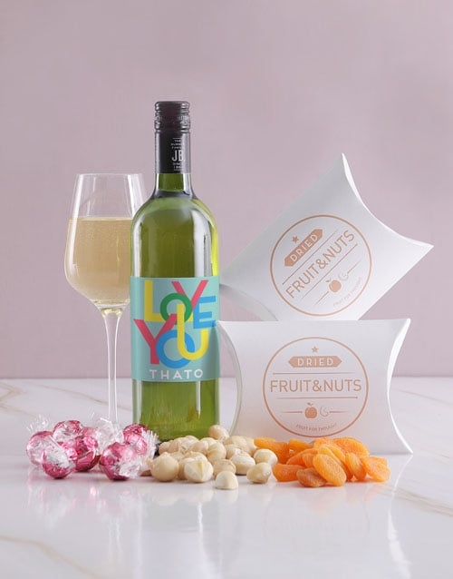 Personalised Love You Wine and Snack Hamper