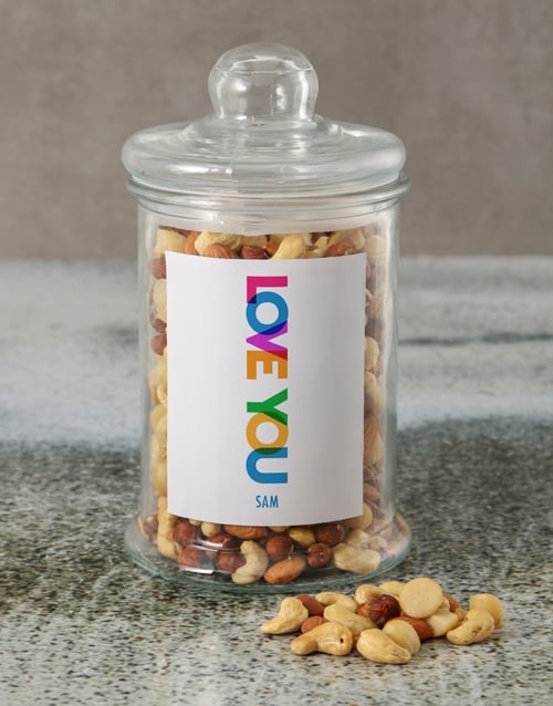 Personalised Love You Mixed Nuts Jar (750g)