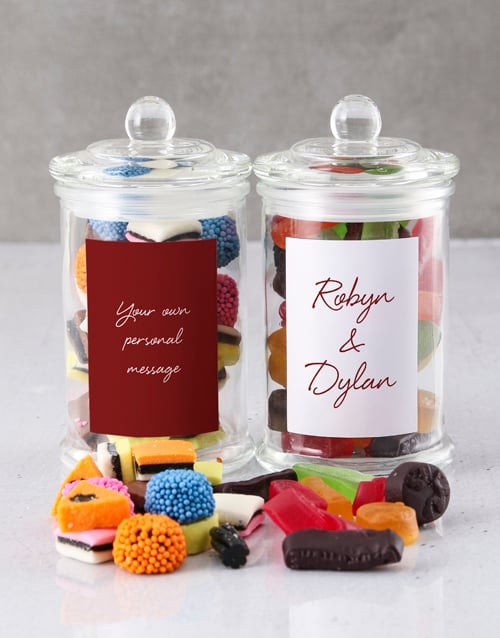 Personalised Love Is Sweet Sweetie Jar (Set of 2)