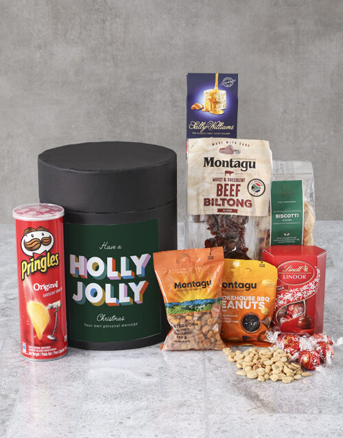 Personalised Holly Jolly Snack Hat Box